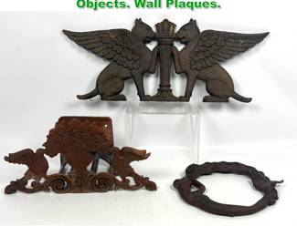 Lot 1717 3pcs Contemporary Iron Decorative Objects. Wall Plaques.