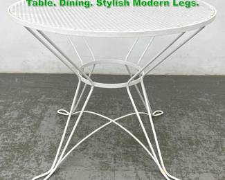 Lot 1330 Cafe White Painted Iron Outdoor Table. Dining. Stylish Modern Legs. 