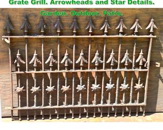 Lot 1432 Antique Ornate Iron Window Gate Grate Grill. Arrowheads and Star Details. Garden. Outdoor. Patio. 