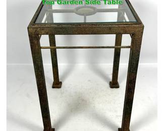 Lot 1416 Contemporary Brutalist Style Glass Top Garden Side Table