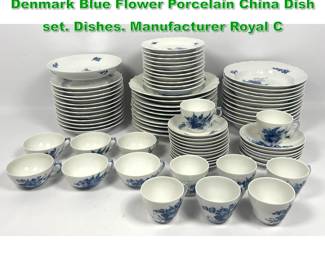 Lot 1678 77 pcs Royal Copenhagen Denmark Blue Flower Porcelain China Dish set. Dishes. Manufacturer Royal C