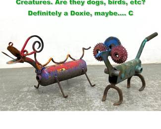 Lot 1344 Bonded Pair Found Object Metal Creatures. Are they dogs, birds, etc Definitely a Doxie, maybe.... C