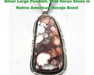 Lot 1444 CECIL SANDERS Navajo Sterling Silver Large Pendant. Wild Horse Stone in Native American Navajo Bezel