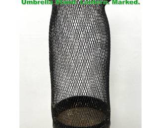 Lot 1413 NEMCO Black Diamond Grid Metal Umbrella Stand. Lantern. Marked. 