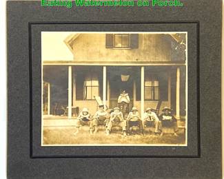Lot 1650 Vintage Photograph. Young Men Eating Watermelon on Porch. 