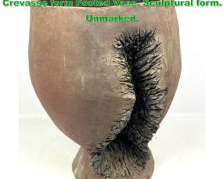Lot 1404 SYDNEY K HAMBURGER Pottery Crevasse form Footed Vase. Sculptural form. Unmarked.