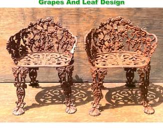 Lot 1438 Pair Cast Iron Garden Chairs With Grapes And Leaf Design