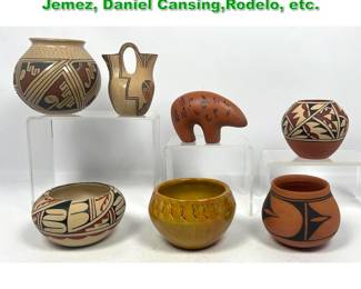 Lot 1610 7pcs American Indian Pottery. Jemez, Daniel Cansing,Rodelo, etc.