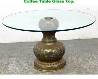Lot 1740 Decorator Champleve Enamel Coffee Table Glass Top. 