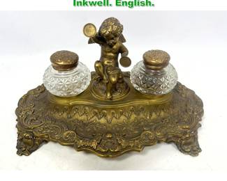 Lot 1682 Antique Gilt Metal Double Inkwell. English. 