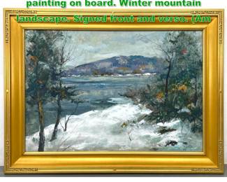 Lot 1710 George Schwacha Framed oil painting on board. Winter mountain landscape. Signed front and verso. Am