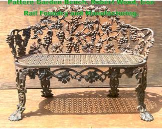 Lot 1436 High Quality Cast Iron Grape Pattern Garden Bench. Robert Wood, Iron Rail Foundry and Manufacturing,