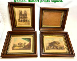 Lot 1742 4pc deep well walnut Victorian frames. Hubert prints signed. 