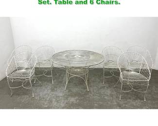 Lot 1333 French Wire Outdoor Garden Patio Set. Table and 6 Chairs.
