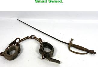 Lot 1719 2pcs antiques. Leather cuffs and Small Sword.