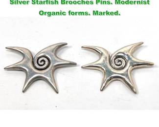 Lot 1487 2pc WILLIAM SPRATLING Sterling Silver Starfish Brooches Pins. Modernist Organic forms. Marked. 