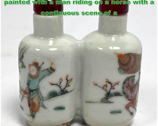 Lot 1588 Twin porcelain snuff bottle. Rose painted with a man riding on a horse with a continuous scene of a 