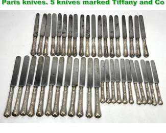 Lot 1633 42pcs Knife set. 37 Acier Fondu Paris knives. 5 knives marked Tiffany and Co