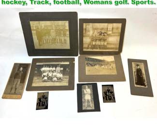 Lot 1655 9pc Vintage photographs Ice hockey, Track, football, Womans golf. Sports.
