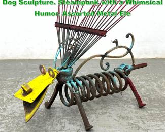 Lot 1345 Found Object Welded Metal Bug or Dog Sculpture. Steampunk with a Whimsical Humor. Assorted Metal Ele