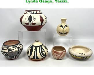 Lot 1605 6pcs American Indian Pottery. Lynda Osage, Yazziz, 