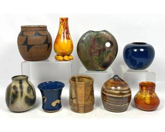 Lot 1617 9pcs Studio Pottery, Some signed.