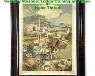 Lot 1756 Late 19th CenturyEarly 20th Century Masonic Lodge Etching on Paper. Hand Tinted 