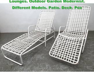 Lot 1358 2pc Woven Web Strapping Chaise Lounges. Outdoor Garden Modernist. Different Models. Patio. Deck. Poo