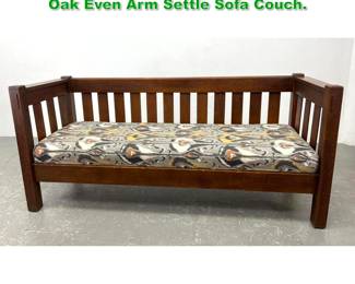 Lot 1732 Antique Arts and Crafts Mission Oak Even Arm Settle Sofa Couch. 