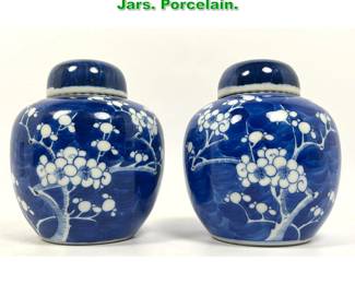 Lot 1712 Pair Chinese Blue and White Ginger Jars. Porcelain. 