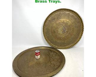 Lot 1728 2 Large Middle Eastern Table Top Brass Trays. 