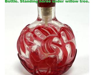Lot 1575 Chinese Single Glass Overlay Snuff Bottle. Standing horse under willow tree. 