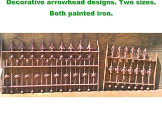 Lot 1434 2pc Vintage Iron Grates. Each with Decorative arrowhead designs. Two sizes. Both painted iron. 
