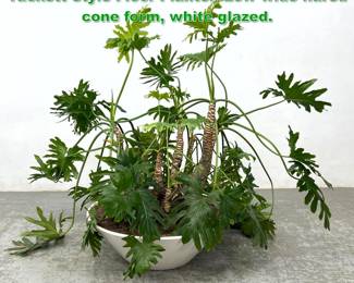 Lot 1300 Architectural Pottery Lagardo Tackett Style Floor Planter. Low wide flared cone form, white glazed. 