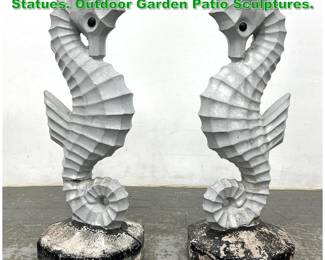 Lot 1410 Pr Cement Seahorse Sculptures Statues. Outdoor Garden Patio Sculptures.