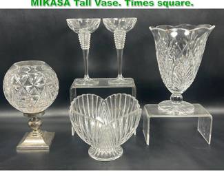 Lot 1675 5pcs Crystal Waterford and MIKASA Tall Vase. Times square. 
