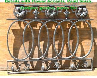 Lot 1440 Vintage Iron Grate. Tall Oval Details with Flower Accents. Paint finish. Outdoor, garden, patio. Thi