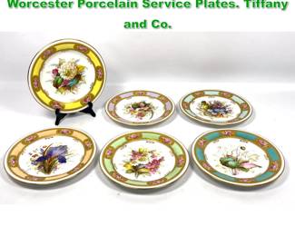 Lot 1713 Set 6 Hand Painted Royal Worcester Porcelain Service Plates. Tiffany and Co. 
