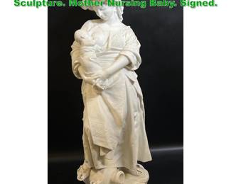 Lot 1684 A. CARRIER Parian Porcelain Sculpture. Mother Nursing Baby. Signed. 