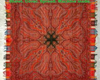 Lot 1618 Vintage Fine Detailed Paisley Piano Shawl. Cover. Spread. Machine made.