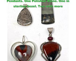 Lot 1468 4pc Sterling Silver Natural Stone Pendants. One Polished Stone. One in sterling bezel. Two with more