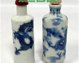 Lot 1587 2pcs Chinese Blue and white Porcelain Snuff Bottles.