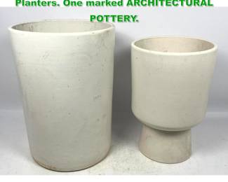 Lot 1403 2pc Modernist Glazed Pottery Planters. One marked ARCHITECTURAL POTTERY. 