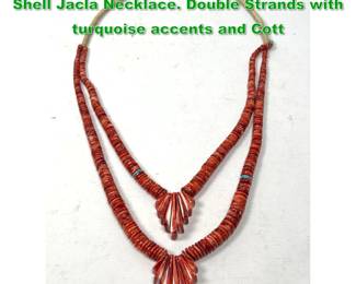 Lot 1552 Santo Domingo KEWA Spiny Oyster Shell Jacla Necklace. Double Strands with turquoise accents and Cott
