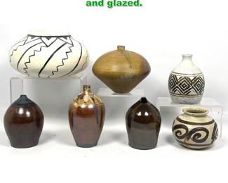 Lot 1606 7pcs Studio Art Pottery. Decorated and glazed.