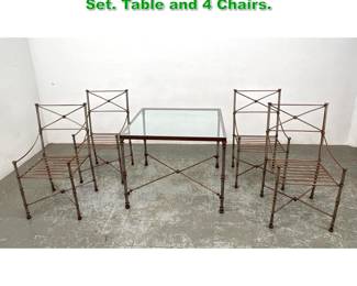 Lot 1418 Medici Iron and Glass Dinette Patio Set. Table and 4 Chairs.
