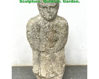 Lot 1359 Roughly Chiseled Stone Figural Sculpture. Outdoor. Garden. 