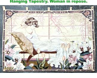 Lot 1787 3 8 X 5 2 Large BOUDE Wall Hanging Tapestry. Woman in repose. 