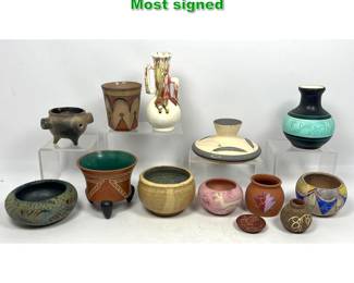 Lot 1601 12pcs American Indian Pottery. Most signed