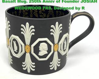 Lot 1666 Limited Edition WEDGWOOD Black Basalt Mug. 250th Anniv of Founder JOSIAH WEDGWOOD FRS. Designed by R